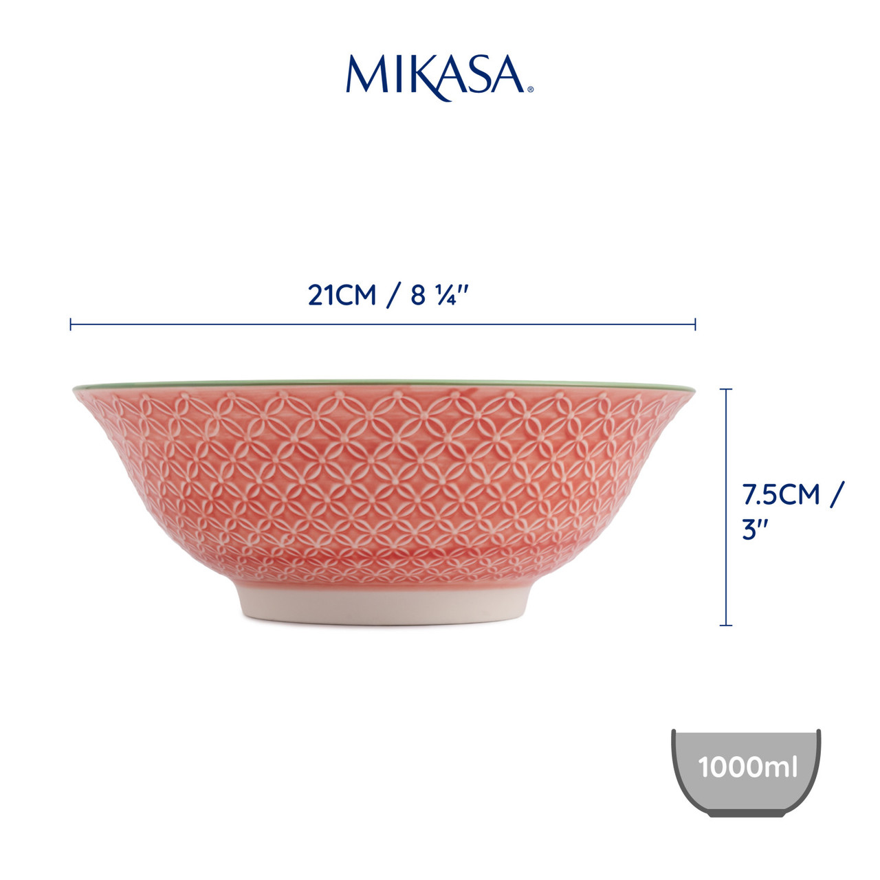 Miska Mikasa 21 cm korálovo-modrý květinový vzor, 900 ml, kamenina7
